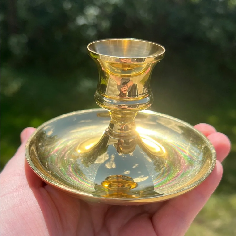 Vintage Colonial Williamsburg Made in USA Gold Brass Taper Candlestick Holder